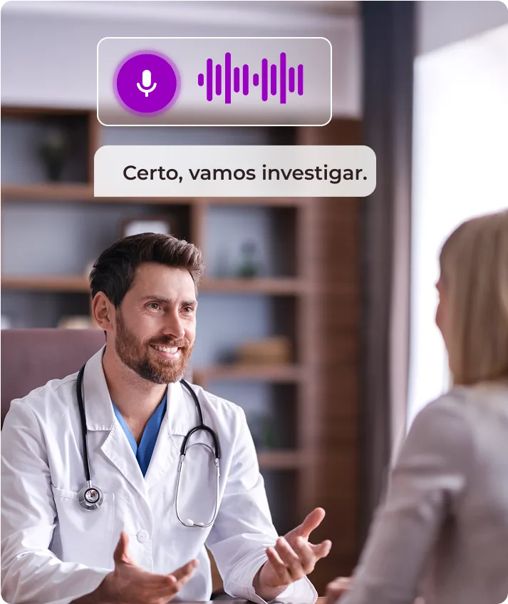 Profissional da saúde em consulta usando inteligência artificial do Agendart