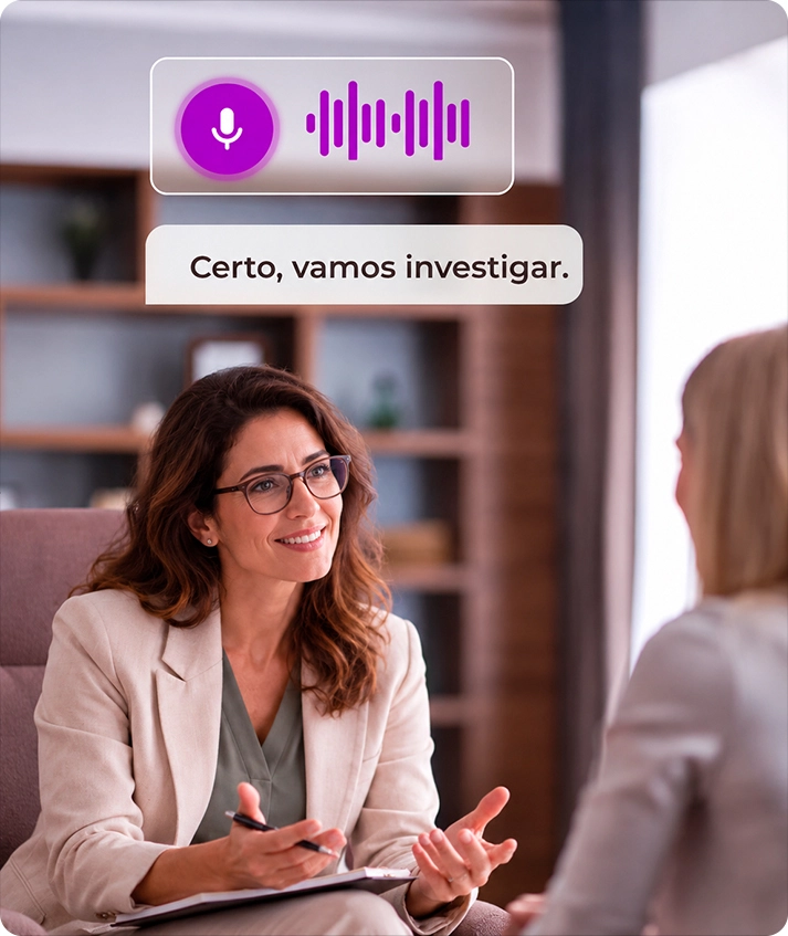 Profissional da saúde em consulta usando inteligência artificial do Agendart